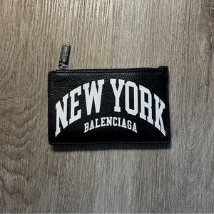 Balenciaga Cities Leather Zip Card Holder